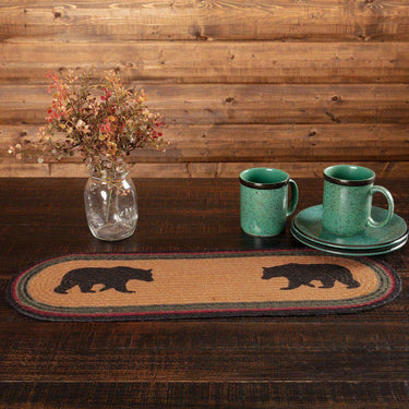Wyatt Stenciled Bear Jute Braided Table Runner - The Fox Decor